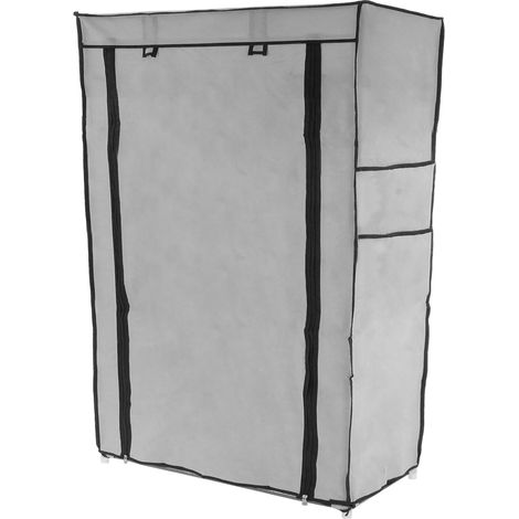 Armoire de rangement en tissu 60 x 30 x 90 cm – Couverture en toile haute résistance gris – Porte roulante avec fermeture velcro – 5 étagères – Primematik (1/5)