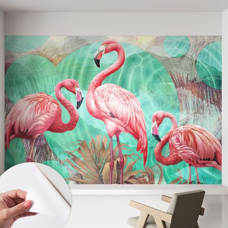 Fototapete Selbstklebend - Wandtattoo - leicht anzubringen - Wandverkleidung Exotische Vögel 152x104 cm