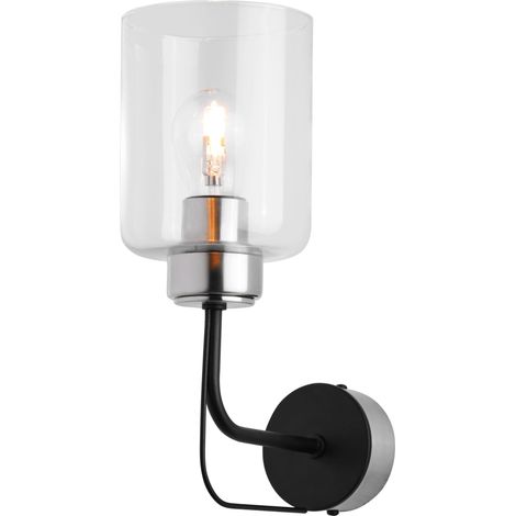 Applique industriale nera/nichel vetro 1xE27 CERES Jupiter