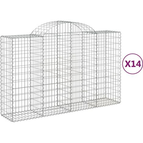 Cestas de gaviones Muro de contención arqueado Valla de jaula 1 juego de 4 200 x 50 x 120/140 cm Hierro galvanizado Plata 020040574