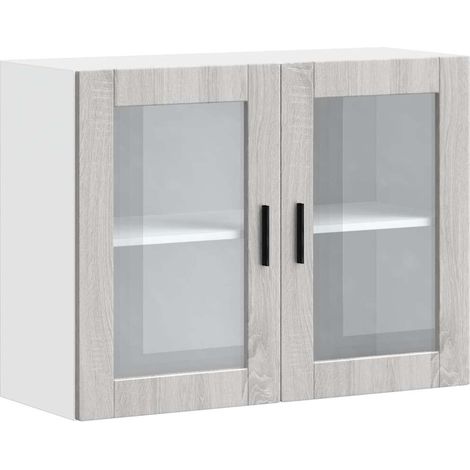 Kitchen Wall Cabinet with Glass Door Porto Grey Sonoma vidaXL