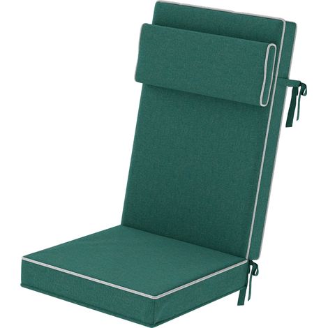 Coussin d'assise résistant à l'eau 120x47x9,5 cm avec sangles appuie-tête UPF50+ vert