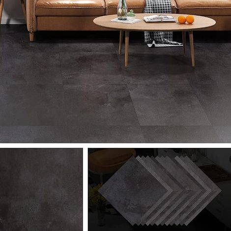 32 Anthracite Grey PVC Adhesive Floor Tiles 30 x 30 cm Waterproof Lino Floor Adhesive Floor Sticker for Bathroom Kitchen Corridor Toilet (1/4)