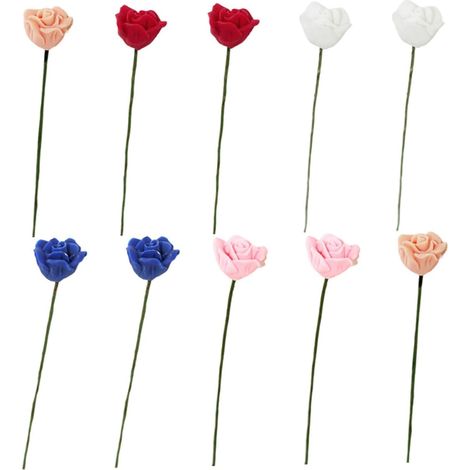 10 Pièces Mini Roses Poupée Fausses Fleurs en Plein Air Artificiel Bouquet Mini Fausse Rose Petite Rose Tige De Fausses Roses Fausses Plantes D'intérieur Fée Fleur Miniature Argile (1/5)