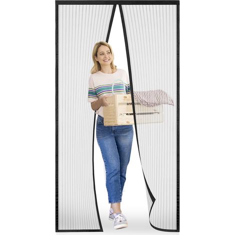 Moustiquaire porte Magnétique Moustiquaire sur Mesure de Porte,Rideau de Porte Antimoustique, pour Couloirs, Portes, Patio.Facile à installer le joint d'étanchéité, Noir, 80 x 190 cm (1/5)