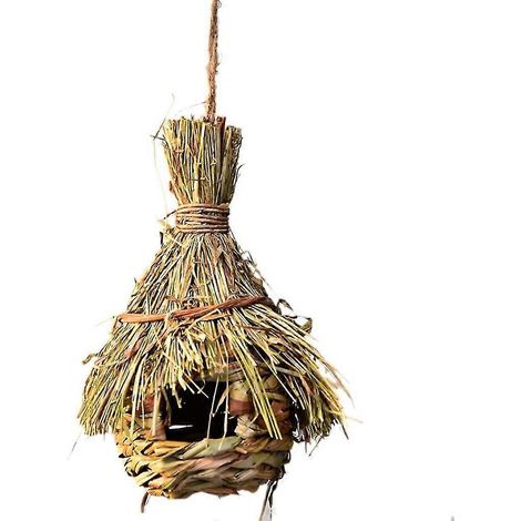 Nichoir décoratif en herbe naturelle tressée à suspendre (1 pièce) (1/5)