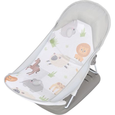Chaise de bain pliable pour bébé, siège de bain antidérapant en filet, réglable en 3 hauteurs, pour nouveau-né, nourrisson et tout-petit (1/5)