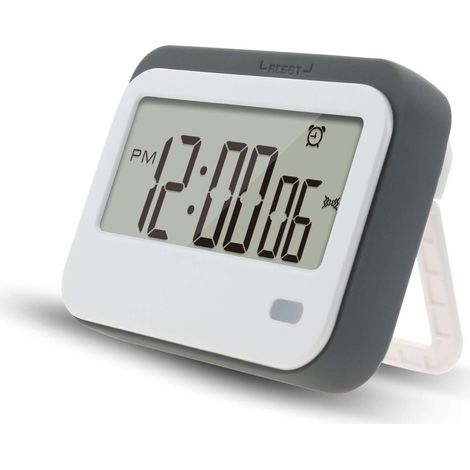 Minuteur de cuisine numérique, réveil, chronomètre, chiffres, alarme, lumière clignotante et support magnétique, pour une utilisation en classe, gris. (1/5)