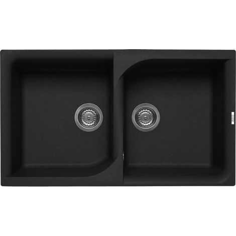 Lavello Elleci Incasso 2 vasche 86x50 Ego 450 Keratek Plus Black Nero Assoluto LKE45086 (1/2)