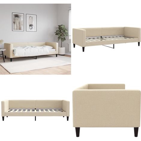 vidaXL Lit de repos sans matelas crème 80x200 cm tissu (1/5)