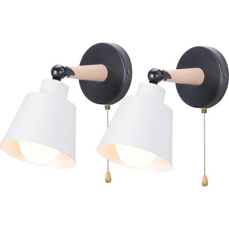 Paquete de 2 apliques de pared interiores ajustables de metal, de estilo industrial vintage, con casquillo E27 (blancos)