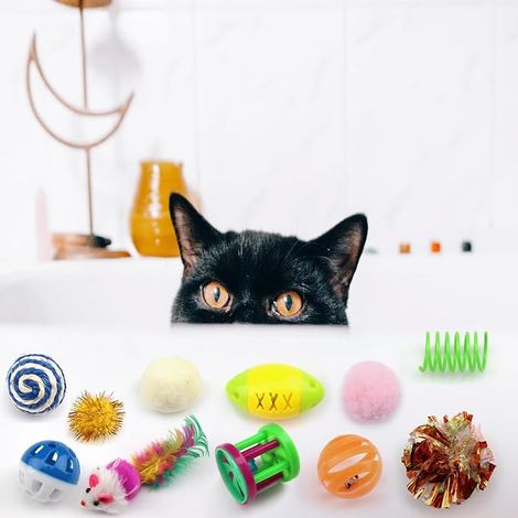 Cat Toys - Balls, Feathers, Mice, Crinkle Balls, Catnip Toys for Indoor Kittens (1/4)