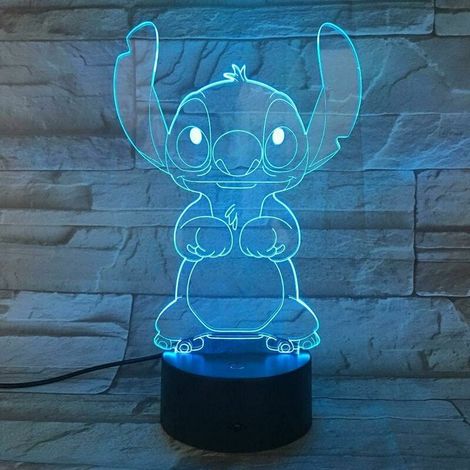 Dessin animé point 3D lampe chambre Table veilleuse panneau acrylique câble USB 7 couleurs changement tactile Base lampe enfants cadeau (1/5)