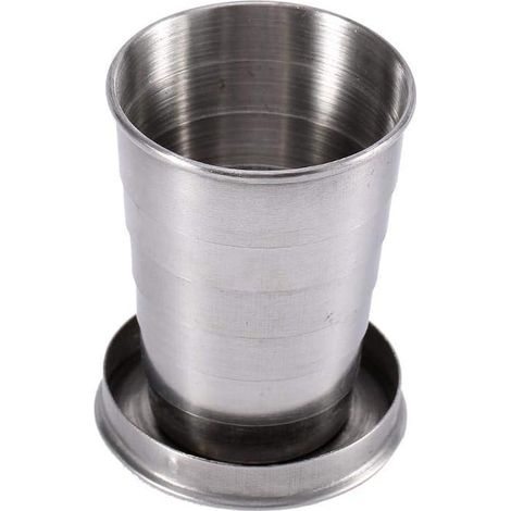 Mug de voyage en acier inoxydable avec support de camping S/M/L (250 ml, 8 x 7,8 cm) - Mug télescopique rétractable au design original (1/5)