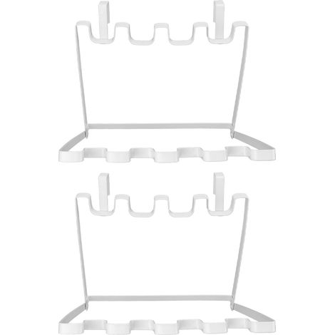 Lot de 2 supports de sacs poubelle suspendus, pliables, en fer, à fixer sous l'évier ou sur la porte d'un placard de cuisine (blanc).