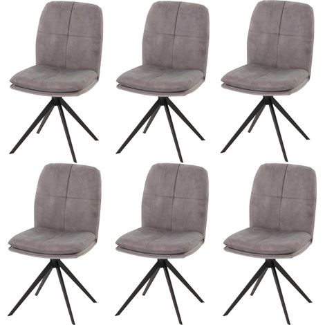 Lot de 6 chaises de salle à manger pivotantes 180° avec retour automatique tissu polyester gris métal noir 040007791 (1/5)