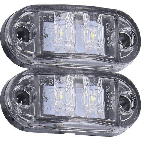 Feu de position latéral 2 LED 10-30V, clignotant lumineux pour voiture, camion, remorque, camping-car, blanc (1/5)