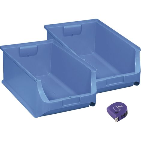 vasalat Stapelboxen 500x310x200mm Gr.5, Sichtlagerboxen für Werkstatt Garage und Lager, Kunststoff blau, 2x Sichtlagerkästen (1/5)