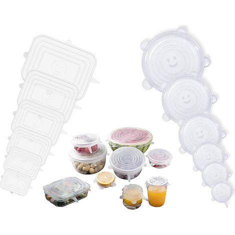 Couvercles en silicone, lot de 12 couvercles extensibles et réutilisables pour une conservation optimale. Cadeau idéal. (1/5)