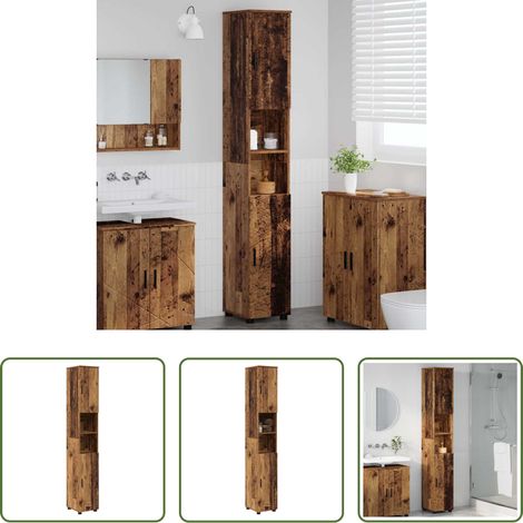 vidaXL Meuble salle de bain -  Cabinet de salle de bain Bois Ancien 30 x 35 x 192 cm (1/5)