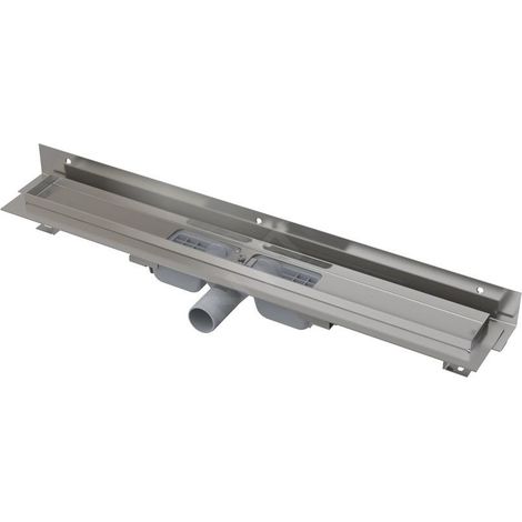 Alca - Caniveau de douche Wall Low 85 cm, avec rebord pour grille pleine et collier de fixation au mur, acier inoxydable APZ116-850 (1/3)