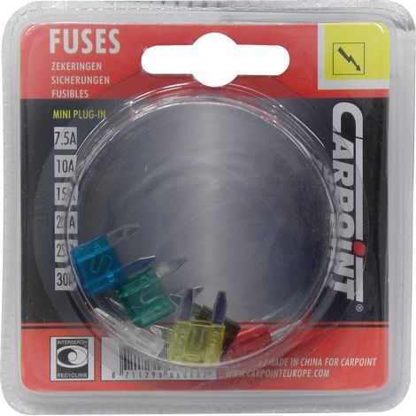 6 Mini Fusibles assortis 7.5-30A