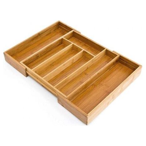 Schubladenorganizer, ausziehbarer Besteckkasten, aus Bambus, für die Küche, natürlich (1/5)