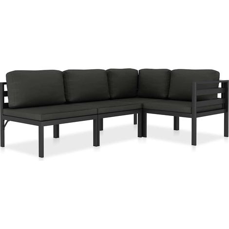 Maison Exclusive - Set Divani da Giardino 4 pz con Cuscini in Alluminio Antracite (1/5)