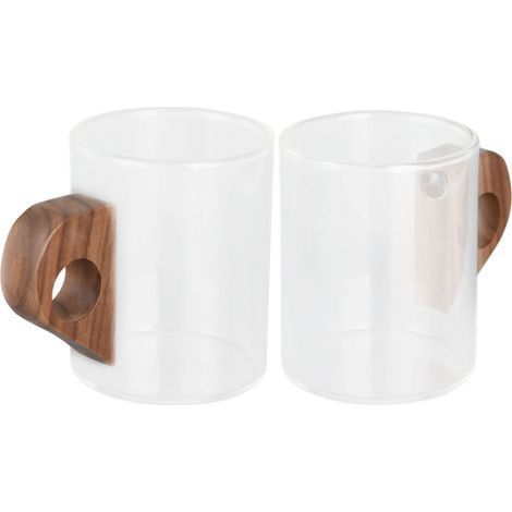 200 ml helles, flaches Kaffeeglas mit Henkel, Reisebecher, Whiskybecher, Tasse für Küche und Esszimmer (1/5)