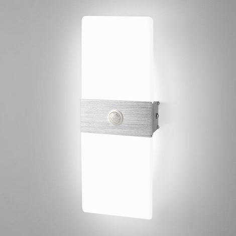 Applique Murale Intérieure LED Détecteur de Mouvement 12W Blanc Froid 6500K Lampe Murale Moderne Acrylique Aluminium Luminaire Éclairage Intérieur Couloir Escalier Balcon Salon Entrée (1/5)