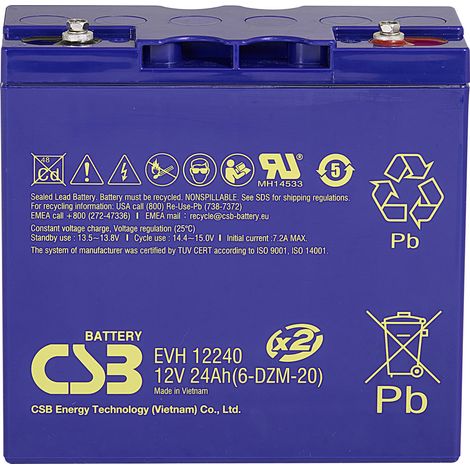 CSB Batterie EVH 12240 AGM Bleiakku 12V 24Ah schwarz (1/3)