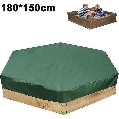 Couvercle hexagonal pour bac à sable en tissu Oxford 210D, 180 x 150 cm, vert (1/5)