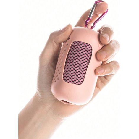 1 serviette fraîche en soie glacée, séchage rapide pour fitness extérieur, serviettes rafraîchissantes avec étui en silicone, porte-clés de rangement, portable, dimensions 3080cm, couleur rose (1/5)