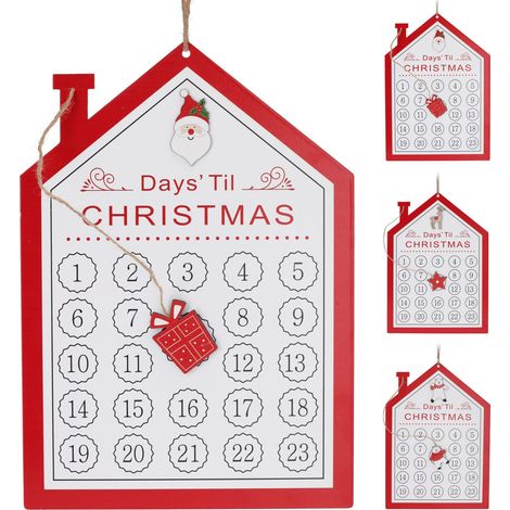 Calendario Avvento Natalizio 34x24cm modello assortito Rosso/Bianco
