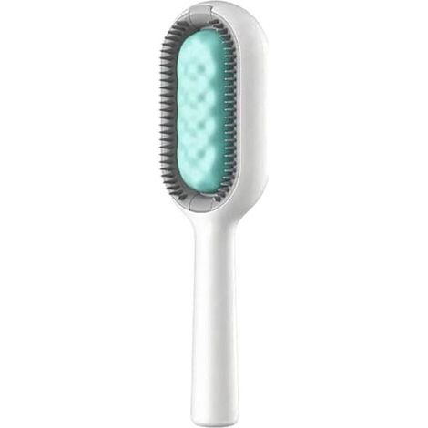 Portable Multifunctional Pet Grooming Brush, 2 in 1: Hair Removal and Cleaning for Dogs and Puppies - Blue-AquaForge (1/5)