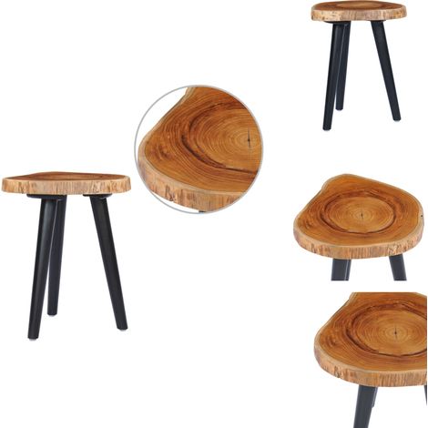 Table basse 40x45 cm Teck solide - Table Basse Teck - Table D'appoint Design - Meubles Rustiques - Mobilier Intérieur - Décoration Maison (1/5)