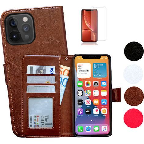 Étui/coque de protection en cuir marron pour iPhone 13 Pro Max (1/2)