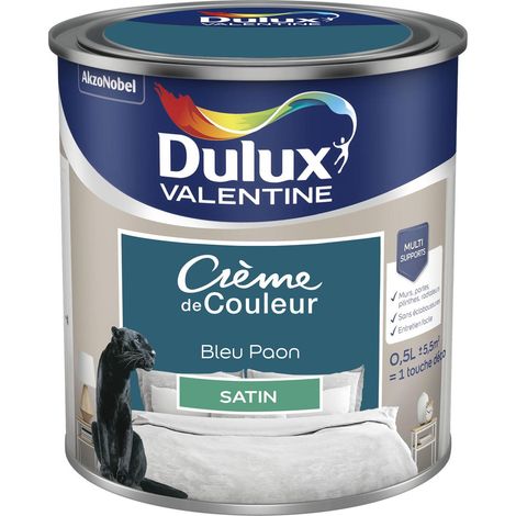 [PROMO] Peinture Crème De Couleur Satin Bleu Paon 0,5 L - Dulux Valentine