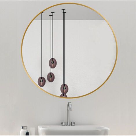 60cm Or Miroir Circulaire Miroir de Vanité avec Cadre en Alliage d'Aluminium Brossé Décoration Moderne pour Salle de Bain, Salon, Chambre à coucher (1/5)