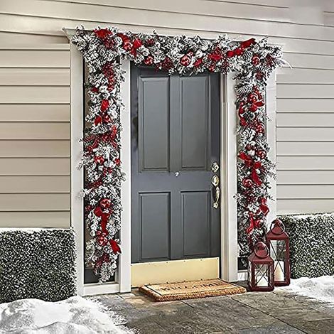 Weihnachtsstöcke für die Haustür, Weihnachtskranz mit künstlichen roten Beeren, geeignet für die Haustür, Türwanddekoration, Heimdekorationskranz für die Weihnachtsfeier, 120 cm