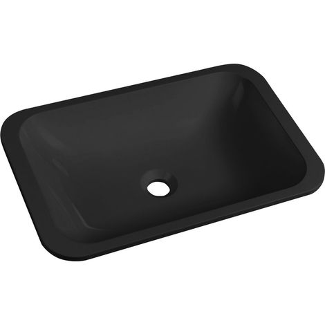 Vasque semi-encastrée JAPURA, marbre coulé, 55x36cm, noir mat (1/2)