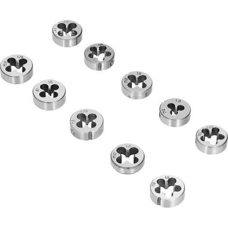 Lot de 10 filières rondes en acier allié, kit de réparation de filetage externe (1/5)