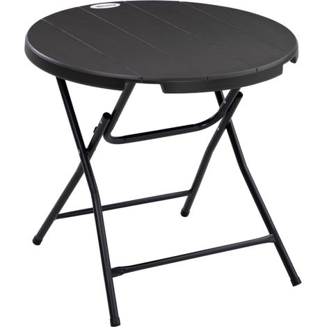 Table de jardin ronde table de salle à manger extérieur pour 4 personnes avec plateau en HDPE et cadre en acier (1/4)