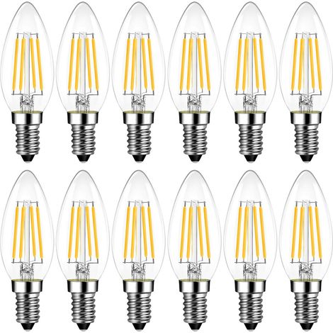 7W Ampoule E14 LED à Filament, Equivalent à Ampoule Incandescence 75W, Filament LED Rétro C35, 2700K Blanc Chaud, Non-dimmable, Lot de 12 (1/5)