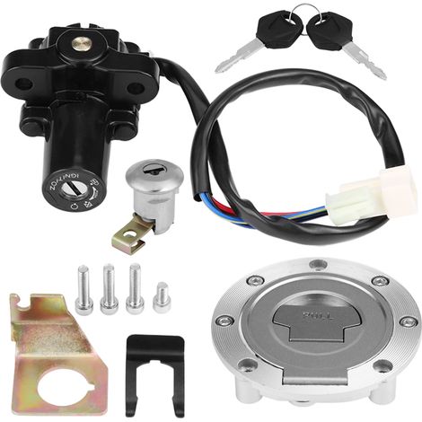 Bouchon de Gaz de Carburant, Interrupteur d'allumage, Verrouillage du Siège avec Jeu de CléS, pour YZF R1 R6 FZ6 01-12 Ensemble de Commutateurs d'allumage, Commutateur. (1/5)