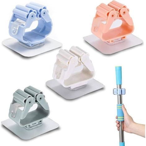 Set mit 4 Mopphaltern, selbstklebendes Wandregal, multifunktionaler Wandmopphalter (1/4)