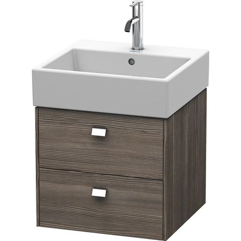 Duravit Brioso Vanity pensile a parete 48,4 x 45,9 cm, 2 cassetti, incl. apertura per sifone e grembiule, per lavabo Vero Air 23505050, Colore (anteriore/corpo): Pine Terra decor, maniglia cromata - BR415201051