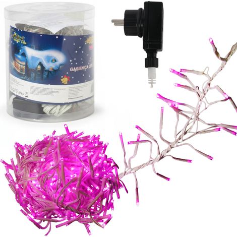 Luces para árbol de Navidad, 288 LED tipo oruga, en color rosa, 2 m (1/5)