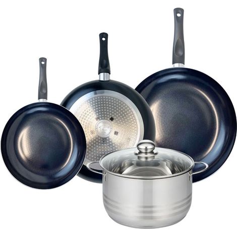 Ensemble de 3 Poêles de cuisson 24, 28 et 32 cm et 1 faitout 24 cm Elo Prima Brillant (1/5)
