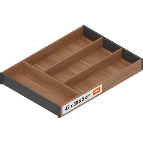 AMBIA-LINE range-couverts organiseur de tiroir pour cuisines et meubles modernes trie et range couverts avec clarté avec pieds antidérapants 42×30×5 cm Noyer Tennessee (1/5)